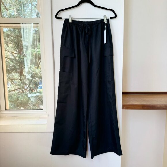 NWT Reformation Ethan Twill Pant Wide Leg Trousers Cargo Drawstring in Black XS - Picture 7 of 7